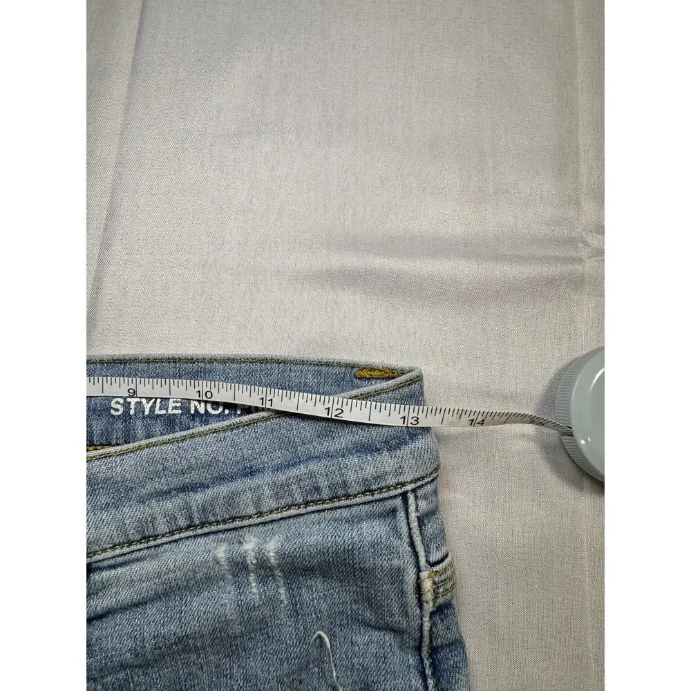 Purple Distressed Denim Shorts Light Wash Women's 29 Button Fly Y2K Streetwear - Picture 9 of 15